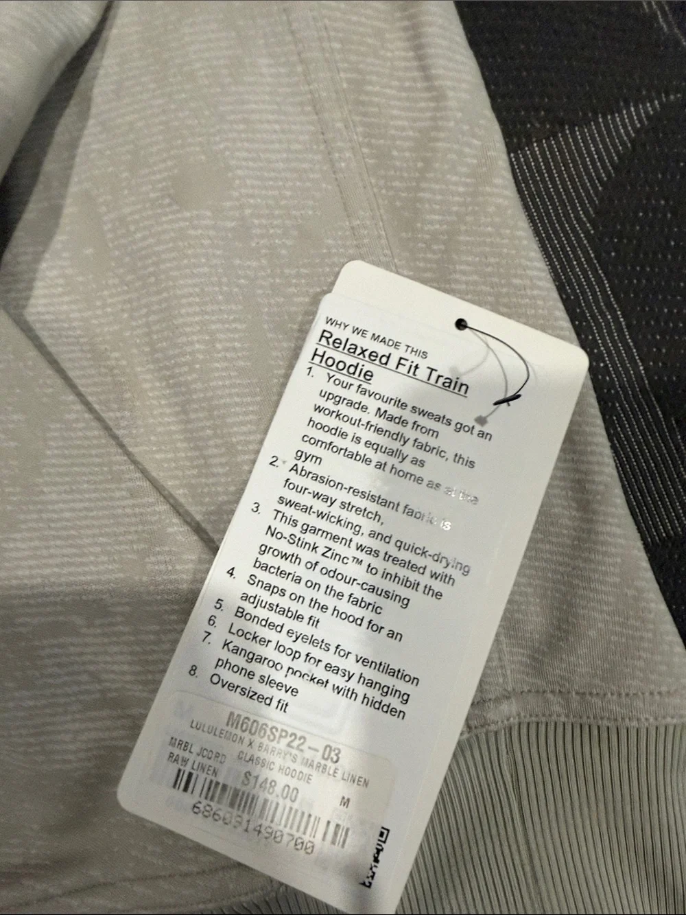 Lululemon x Barry’s Light Beige Hooded Sweatshirt with Subtle Texture